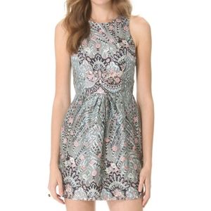 ZIMMERMANN Blue Rising Feathers Silk Mini Dress Sz 0